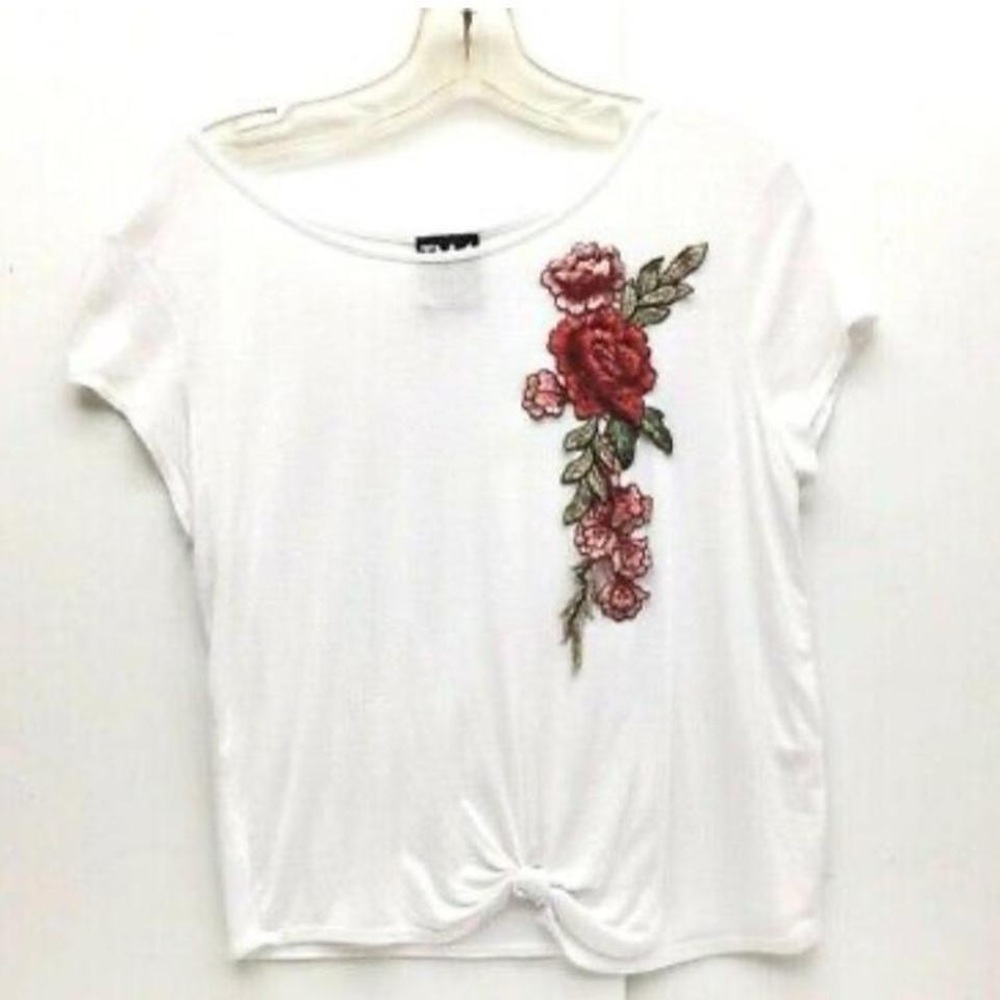 Floral Embroidered White Top